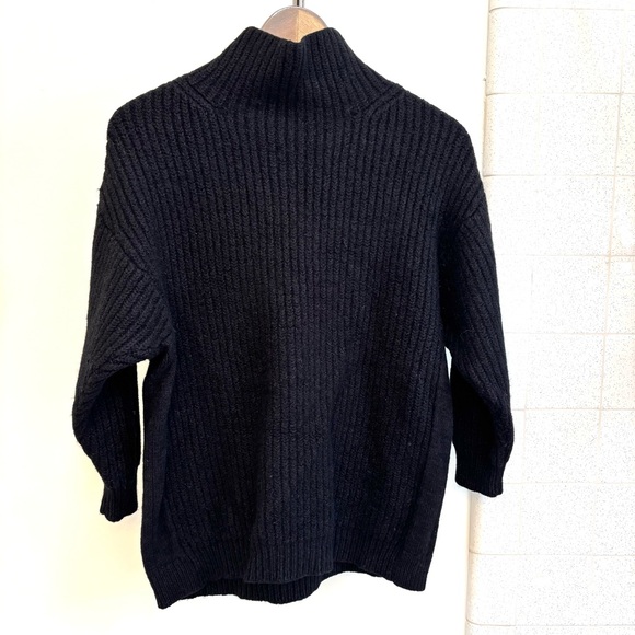 Poetry Sweaters - Poetry Black Wool Cotton Blend Sweater Classic Prep Chunky Fits like Medium